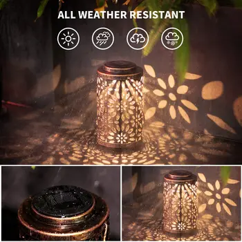Оловно слънчева светлина открит Висящи градини на слънчева светлина метални кухи открит фенер декоративни градински настолни лампи Слънчева лампа