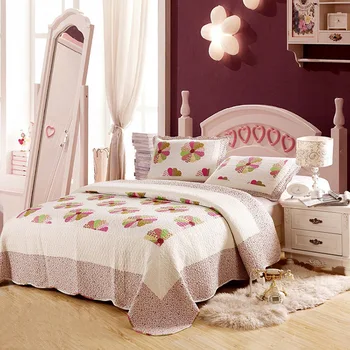 памук розово цвете покривка каре покривки quilting покривки одеяло набор от Queen size 3шт покривки набор от покрива възглавница Шамс
