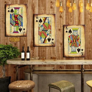 Покер карти платно на картина на стената изкуство домашен интериор хазартни игри, покер снимки HD печат клуб казино бар ресторант украса плакати