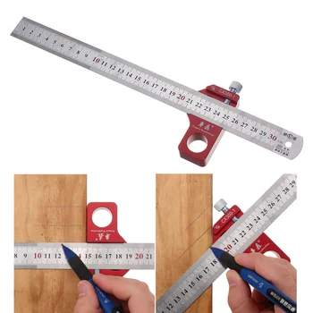 Регулируема 30 см от неръждаема стомана 45/90 градуса линия Scriber маркиране на линия на ъгъла на линия инча и metric магнитна позиционирующая линия