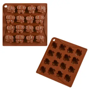 Слон силиконови форми за декорация на торта 16 кухина слон формата на шоколадови форми за инструменти незалепващо САМ печене на Торта
