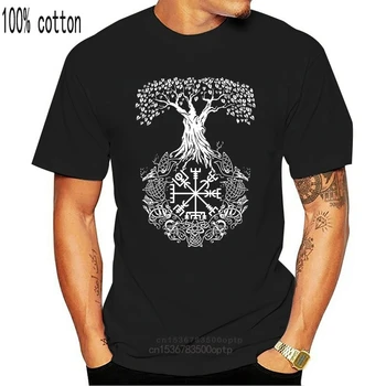 Тениска Yggdrasil Черно, Келти, Викинги, Светове Ash Vegvisir, Немски, Один Gym Tee Shirt