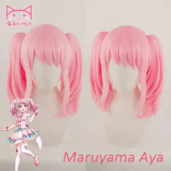 【AniHut】Maruyama Aya Перука Game BanG Dream! Cosplay Перука Синтетични Розови Женски Косата Аниме Бандори Cosplay Костюм Maruyama Та