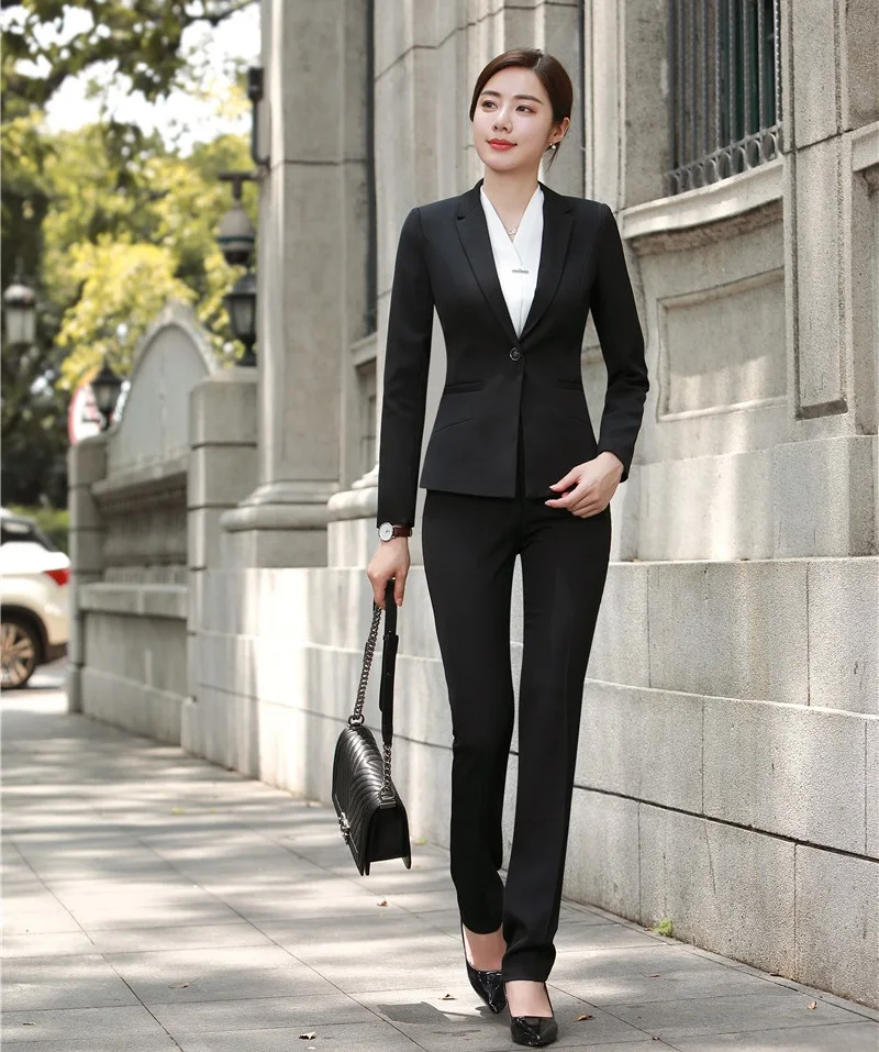 Сгоден двусмислен съществувам Разпродажба! Официален тъмносин блейзър женски бизнес костюми с панталони и  пиджаком комплект дамски работни облекла офис униформи стилове \ Костюми И  Комплекти - Dostavka-Start.cam