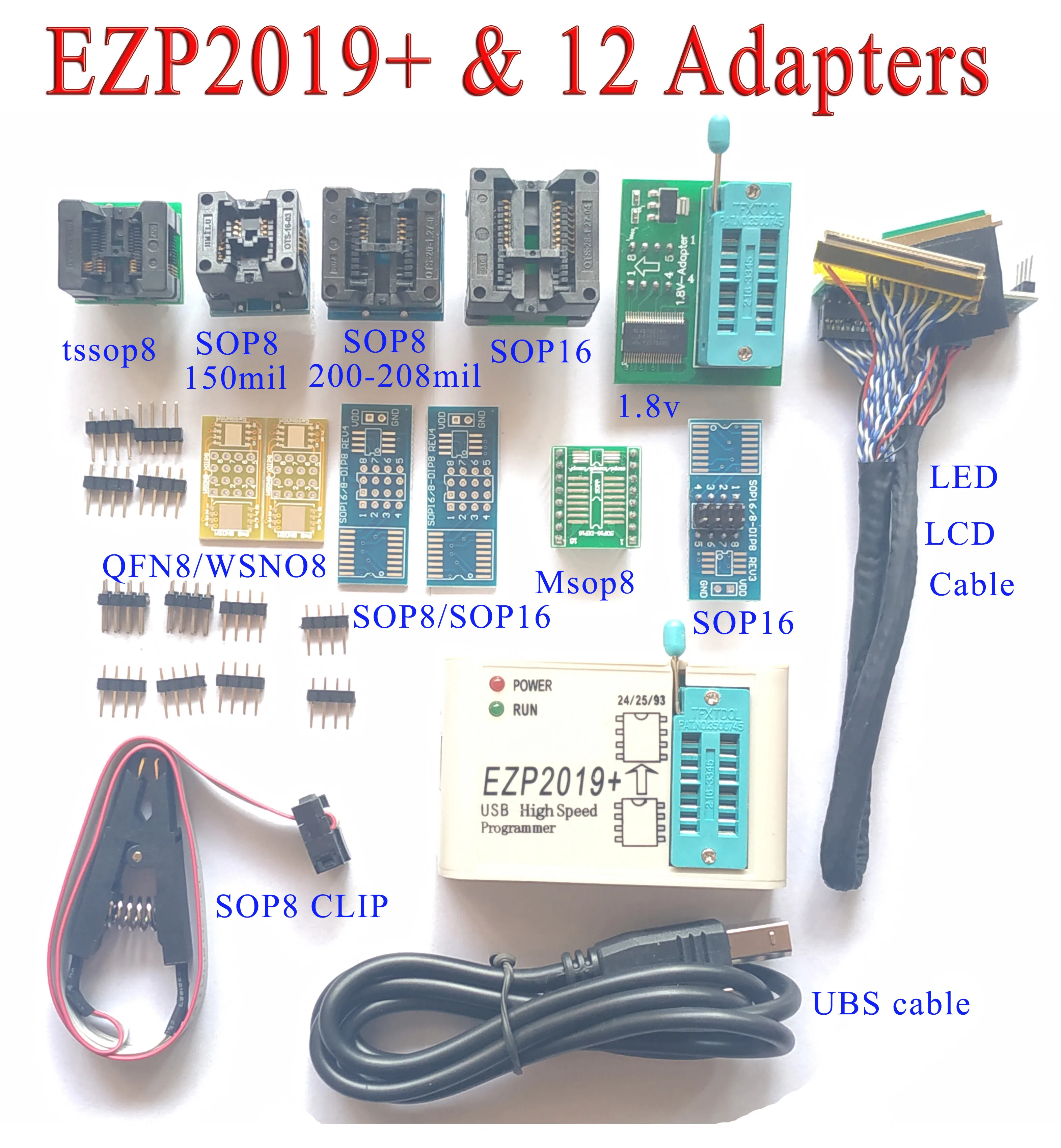 EZP2019+ High Speed USB SPI Programmer Support 24 25 93 EEPROM, Flash на Bios чипове могат да бъдат добавени към себе си (24 25 SPI FLASH 93)