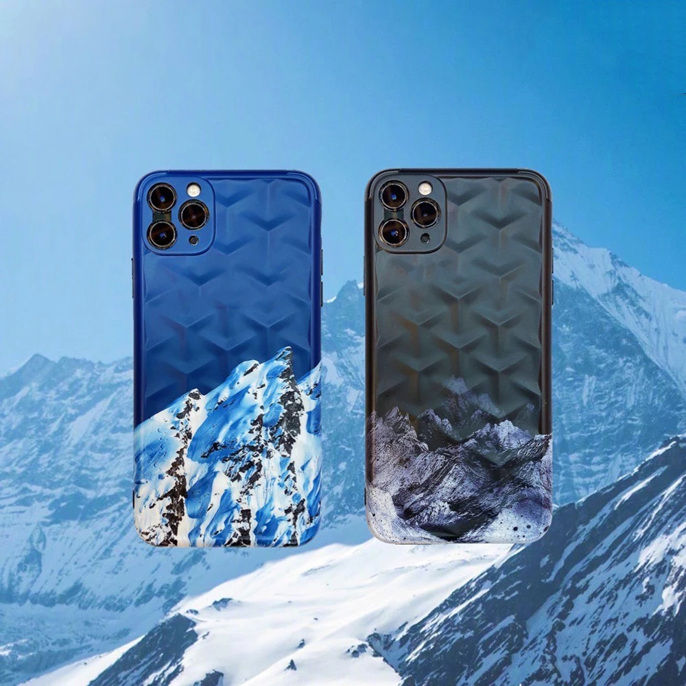 2020 Snow Mountain 'Y'-Shaped 3D Texture Cases For iPhone 12 11 Pro Max mini XS Max XR X SE 7 8 Plus Precision Hole CASE Cover