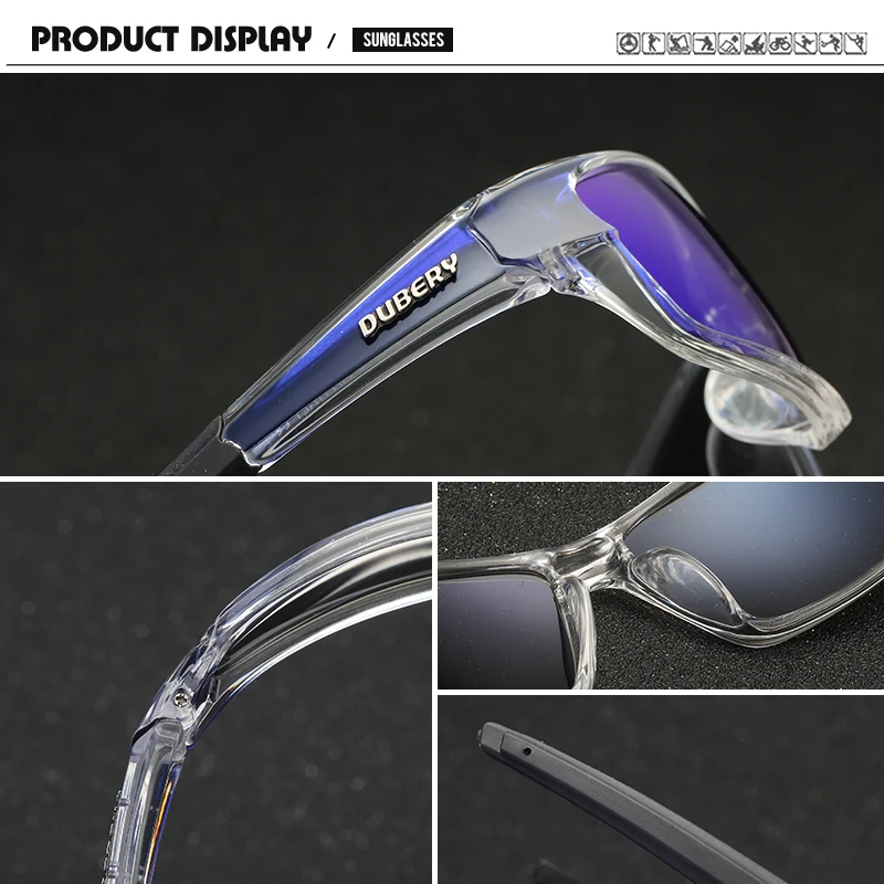 DUBERY мъжки слънчеви очила polarized на шофиране спортни слънчеви очила за мъже жени квадратно цветно огледало луксозна марка дизайнер 2019