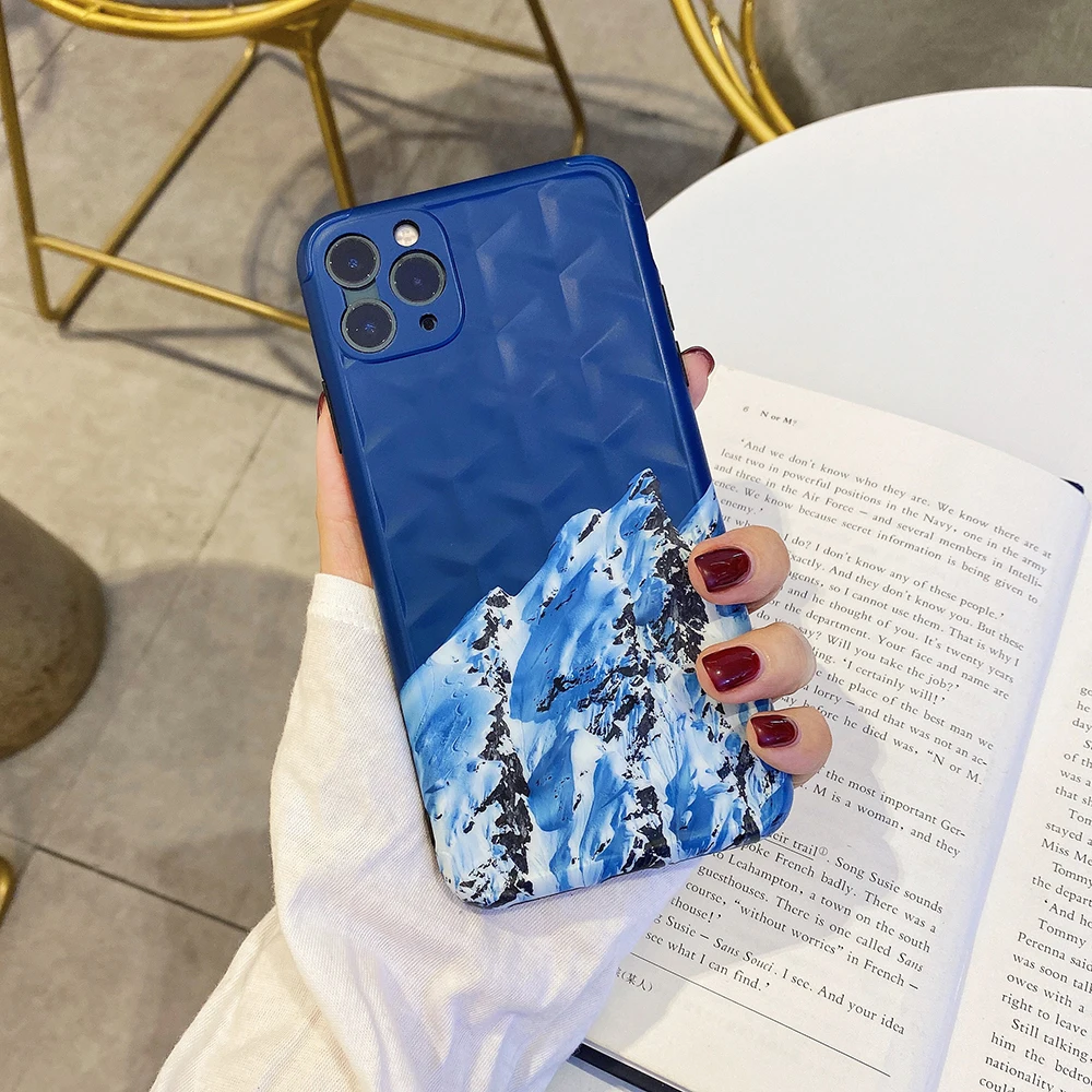 2020 Snow Mountain 'Y'-Shaped 3D Texture Cases For iPhone 12 11 Pro Max mini XS Max XR X SE 7 8 Plus Precision Hole CASE Cover