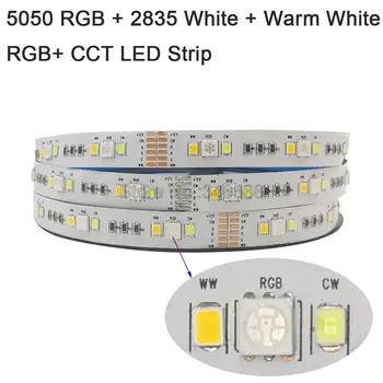 5m DC12V 24V RGB+CCT LED Strip Light 5050 RGB + 2835 Cool White & Warm White SMD IP20 IP65 Waterproof IP67 RGBCCT Stripe