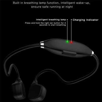 AIKSWE слушалки костна проводимост Bluetooth Безжични спортни слушалки дихателна лампа HD стерео микрофон с микрофон за бягане