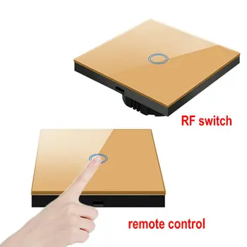безжично дистанционно управление превключвател предавател 1/2/3/gang 2 way сензорен стенен прекъсвач светлина RF433 smart switch с кристал стъклен панел