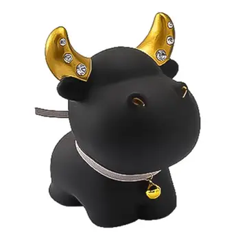 Сладък бик животно модел на статуята на фигурки смола крава миниатюрен занаят дисплей мухъл украшение домашен офис бюро украса