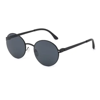 Слънчеви очила с кръгли рамки мъжки извити крака 2020 нови безвинтовые стоманени слънчеви очила IC дамски слънчеви очила